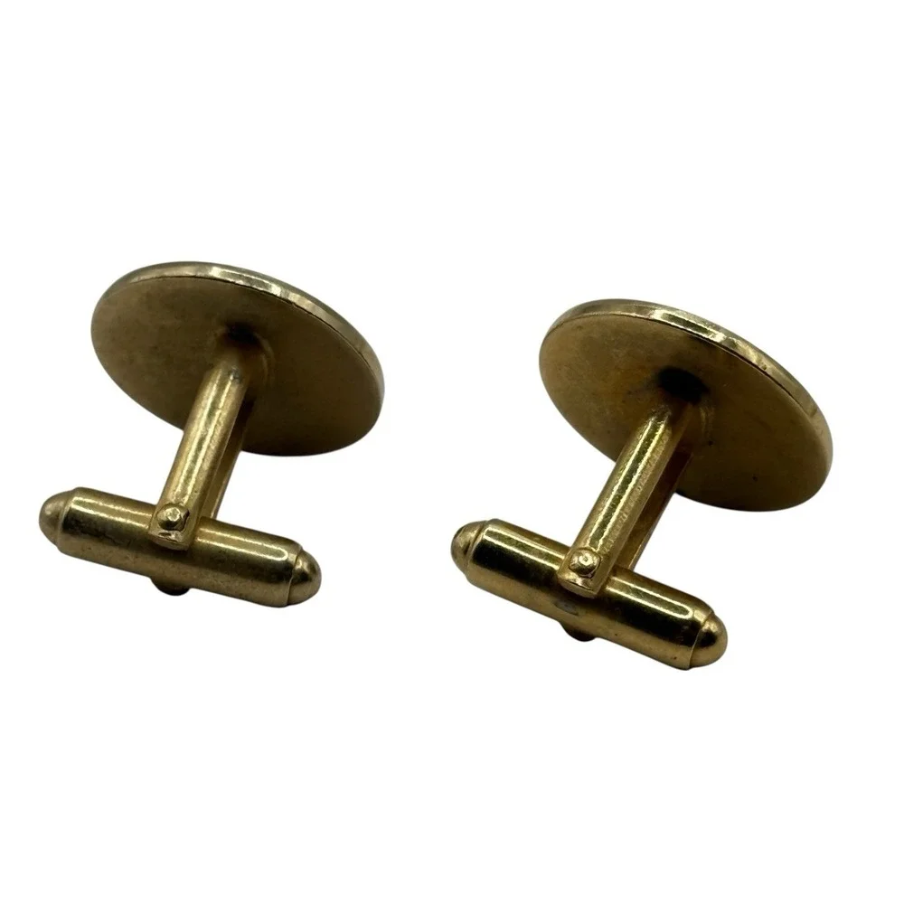 Rope Coil Swirl Cufflinks Red‎ Rhinestone Gold Tone Vintage Men's Round Formal